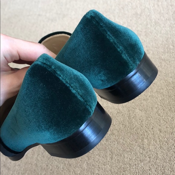 Green Velvet Beige Buckle Women's HUFF Loafer Flat - Picture 5 of 7